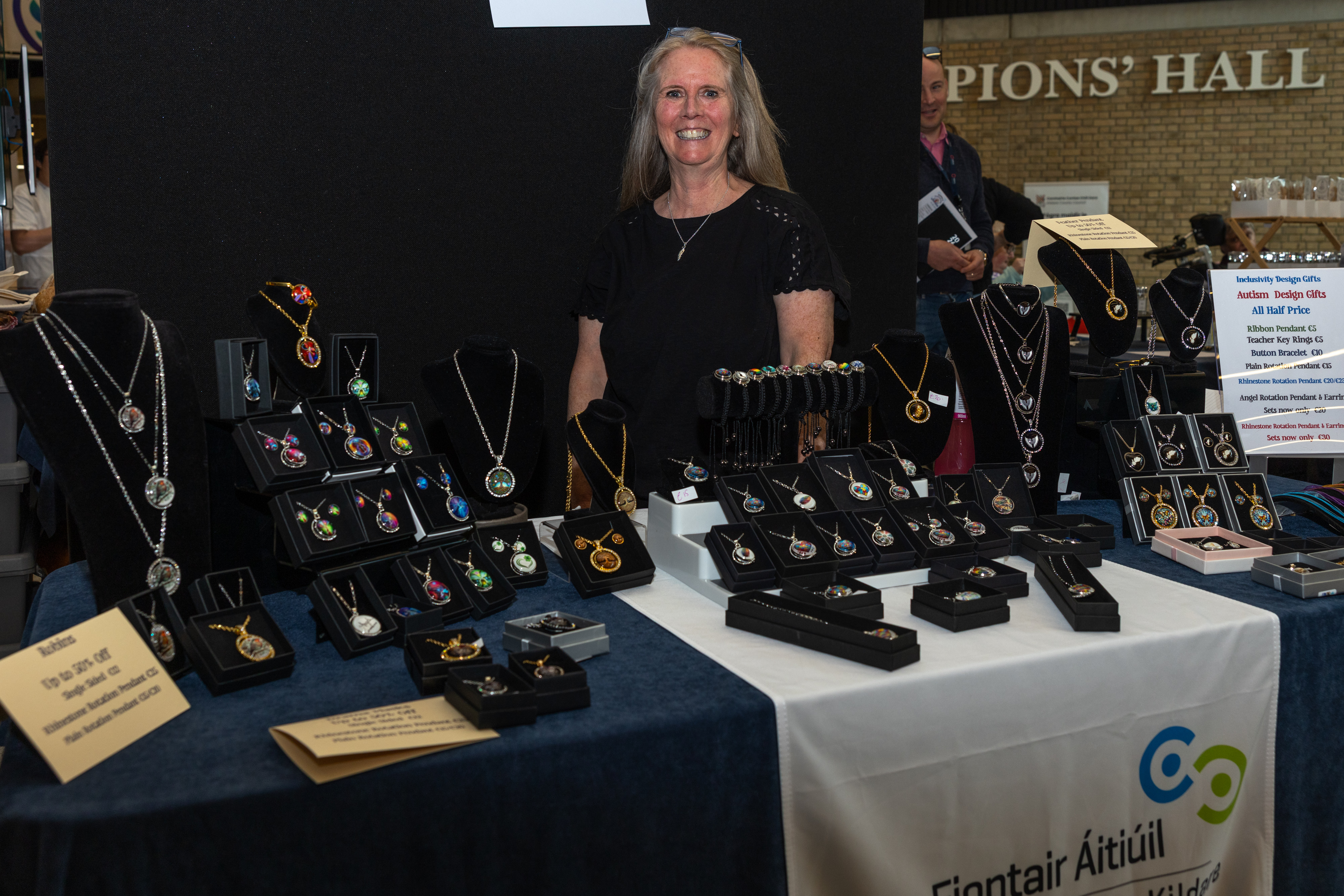 Person with jewelry stall.